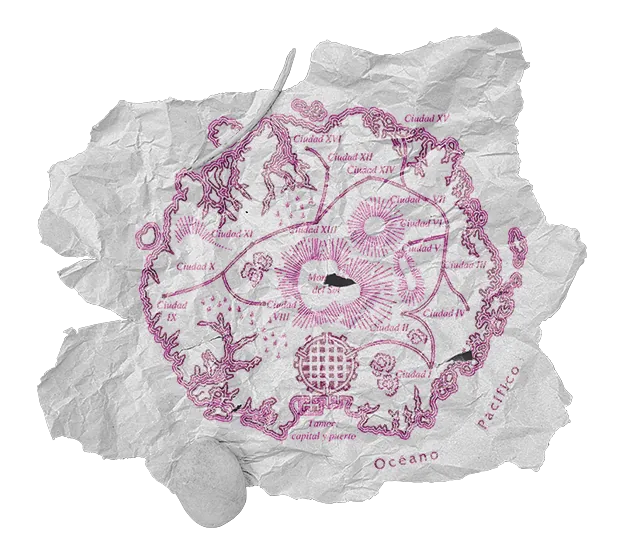 Mapa ilustrado de la isla de Tamoe